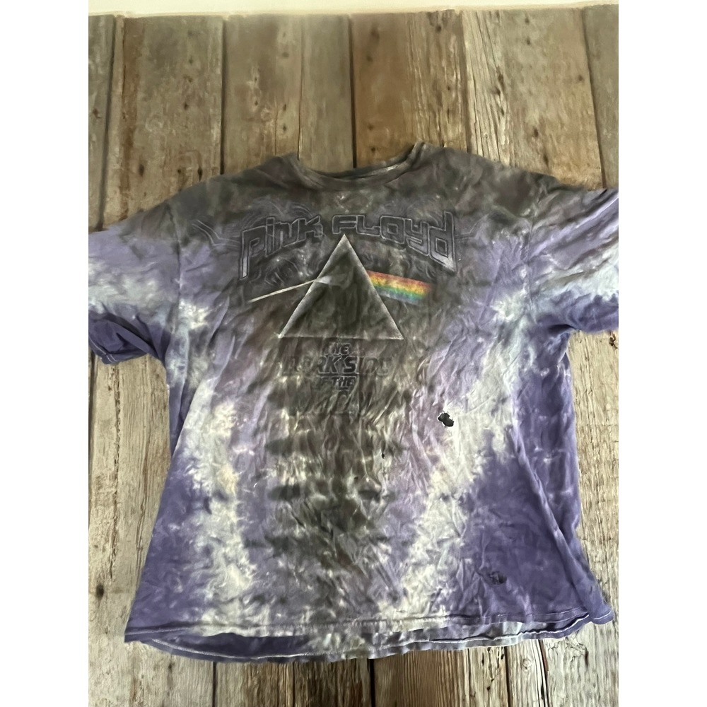 Pink‎ Floyd Dark Side of the Moon Tie Dye Graphic T-Shirt Purple Distressed 2XL